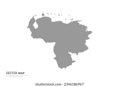 Silueta gris de Venezuela mapa sobre vector de fondo blanco.