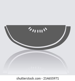 a grey silhouette of a watermelon on a grey background