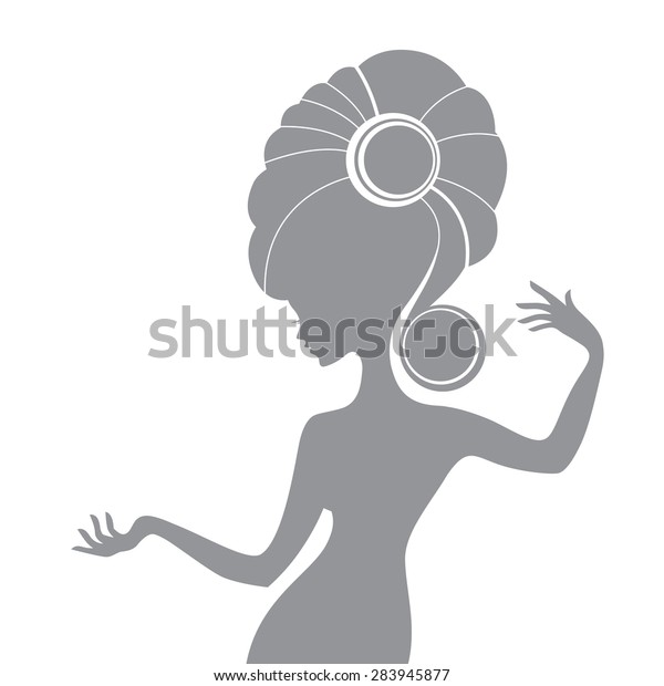 Grey Silhouetteface Profile Long Hair White Stock Vector Royalty