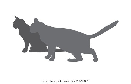 grey silhouettes of cats