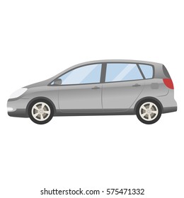 grey silver car vector template. Isolated family vehicle set on white background. Vector illustration with gradient colors