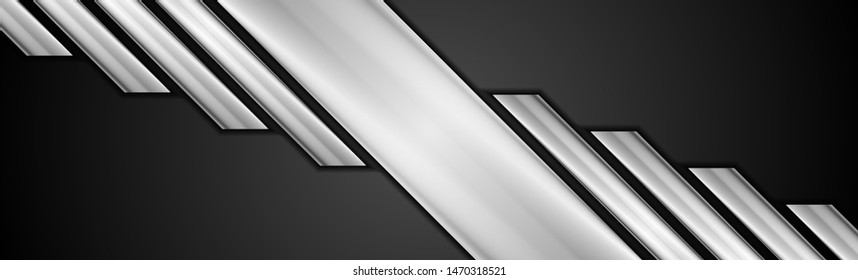 Grey silver metallic stripes abstract corporate glossy background. Vector technology banner design