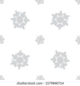 Grey silver or monochrome light seamless snowflakes patterns. Doodle cute design. Great for print, pakage, web pages, clothes. New year and Christmas tender winter style