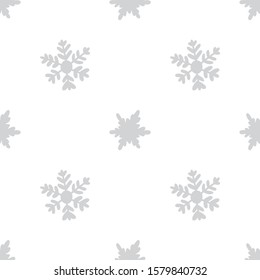 Grey silver or monochrome light seamless snowflakes patterns. Doodle cute design. Great for print, pakage, web pages, clothes. New year and Christmas tender winter style