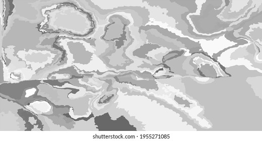Grey Silver Monochrome Trendy Aquarelle Fabric. Landscape Cloudy Shadows Modern Watercolor Design. Soft Gray. Retro Metallic Vector Aquarelle Art. Gray Details Foggy Dirty Art Canva.