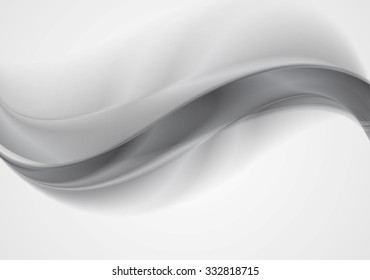 Grey silver smooth waves abstract background. Vector design