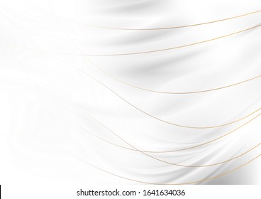 Grey silver smooth waves with curved bronze lines abstract background. Vector design