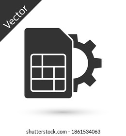 Grey Sim card setting icon isolated on white background. Mobile cellular phone sim card chip. Mobile telecommunications technology symbol. Vector.