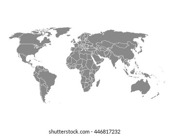 Grey similar world map. World map blank.