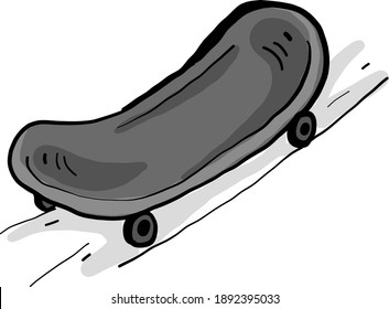 Grey skate , illustration, vector on white background