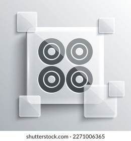 Grey Skateboard wheel icon isolated on grey background. Skate wheel. Square glass panels. Vector