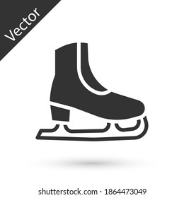 Grey Skates icon isolated on white background. Ice skate shoes icon. Sport boots with blades. Vector.