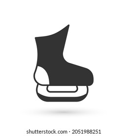 Grey Skates icon isolated on white background. Ice skate shoes icon. Sport boots with blades.  Vector