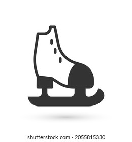 Icono de Patines grises aislado en fondo blanco. Icono de zapatos de patinaje sobre hielo. Botas deportivas con cuchillas.  Vector