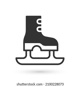 Grey Skates icon isolated on white background. Ice skate shoes icon. Sport boots with blades.  Vector
