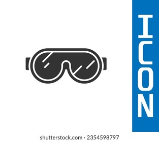 Icono de gafas de esquí gris aislado en fondo blanco. Deporte extremo. Equipamiento deportivo.  Ilustración vectorial