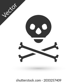 Grey Skull on crossbones icon isolated on white background. Happy Halloween party.  Vector