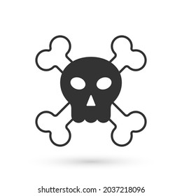 Grey Skull on crossbones icon isolated on white background. Happy Halloween party.  Vector
