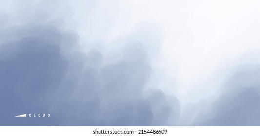 Grauer Himmel mit Wolken. Dunkle, bedrückte Omeltuswolken mit Kumuluswolken. Natürliche Rauchstruktur. Himmel vor starkem Regen. Vektorgrafik oder Banner, Flyer, Poster, Cover oder Broschüre.
