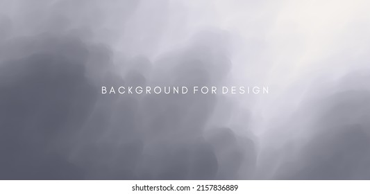 Grey sky with clouds. Dark distressed ominousb clouds with cumulus clouds. Natural texture of smoke. Sky before heavy rain. Vector illustration or banner, flyer, poster, cover or brochure.