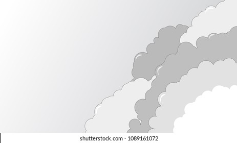 Grey sky with clouds. Vector background.