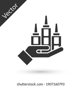 Grey Skyscraper icon isolated on white background. Metropolis architecture panoramic landscape. Vector.