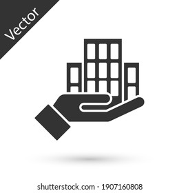 Grey Skyscraper icon isolated on white background. Metropolis architecture panoramic landscape. Vector.