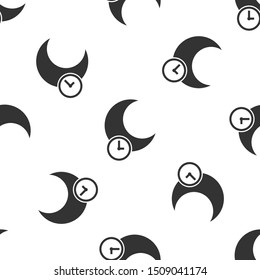 Grey Sleeping moon icon isolated seamless pattern on white background.  Vector Illustration