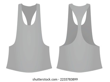 Grey  sleeveless t shirt. vector illustration