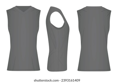 Grey sleeveless t shirt. vector illustration