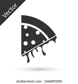 Grey Slice of pizza icon isolated on white background. Vector Illustration