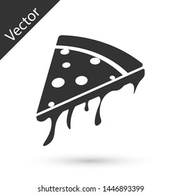 Grey Slice of pizza icon isolated on white background. Vector Illustration
