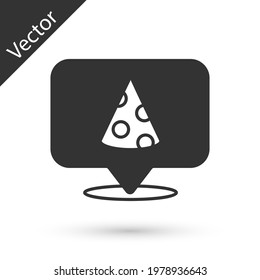 Grey Slice of pizza icon isolated on white background. Fast food menu.  Vector