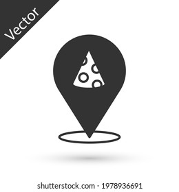 Grey Slice of pizza icon isolated on white background. Fast food menu.  Vector