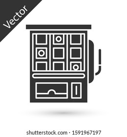 Grey Slot machine icon isolated on white background.  Vector Illustration