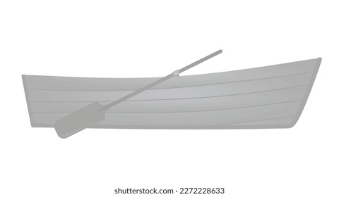 Grey  small boat. vector illustration