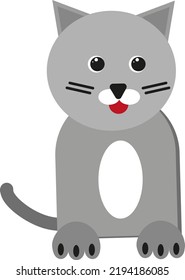 Grey small cat, illustration, vector on a white background.
