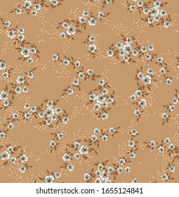 grey small flower Pattern on brown background