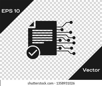 Grey Smart contract icon isolated on transparent background. Blockchain technology, cryptocurrency mining, bitcoin, altcoins, digital money market. Vector Illustration