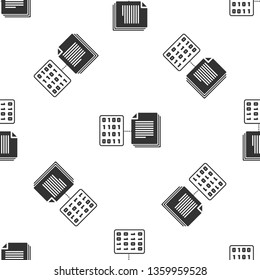 Grey Smart contract icon isolated seamless pattern on white background. Blockchain technology, cryptocurrency mining, bitcoin, altcoins, digital money market. Vector Illustration