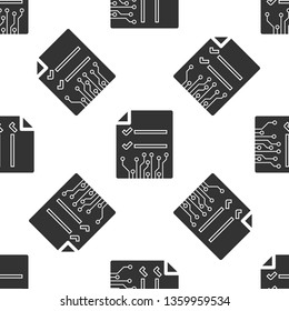 Grey Smart contract icon isolated seamless pattern on white background. Blockchain technology, cryptocurrency mining, bitcoin, altcoins, digital money market. Vector Illustration