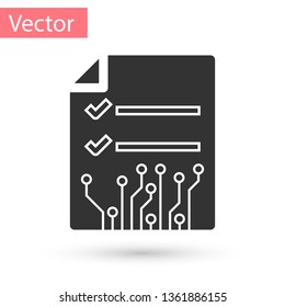 Grey Smart contract icon isolated on white background. Blockchain technology, cryptocurrency mining, bitcoin, altcoins, digital money market. Vector Illustration