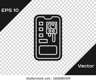 Grey Smart control farming system mobile application icon isolated on transparent background.  Vector Illustration