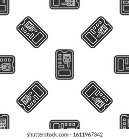 Grey Smart control farming system mobile application icon isolated seamless pattern on white background.  Vector Illustration
