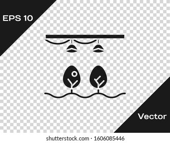 Grey Smart farm with light bulb and plant symbol icon isolated on transparent background.  Vector Illustration