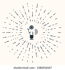 Grey Smart farming technology - farm automation system in app icon isolated on beige background. Abstract circle random dots. Vector Illustration
