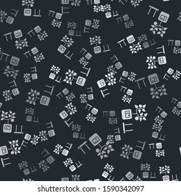 Grey Smart farming technology - farm automation system in app icon isolated seamless pattern on black background.  Vector Illustration