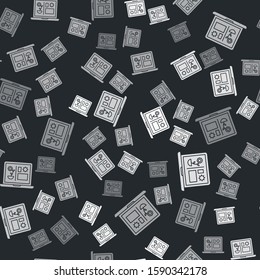 Grey Smart farming technology - farm automation system icon isolated seamless pattern on black background.  Vector Illustration