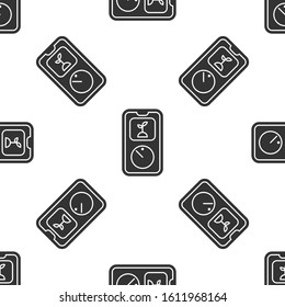 Grey Smart farming technology - timer farm automation system in app icon isolated seamless pattern on white background.  Vector Illustration