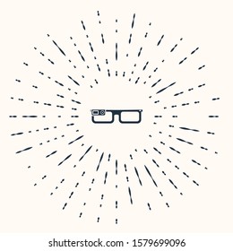 Grey Smart glasses mounted on spectacles icon isolated on beige background. Wearable electronics smart glasses with camera and display. Abstract circle random dots. Vector Illustration